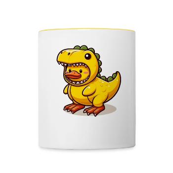 Dino Duck, Yellow Rubber Duck & Rubber Duck - Contrasting Mug - white/yellow - Front