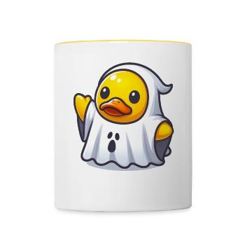 Ghost Duck Halloween Yellow Rubber Duck Rubber Duck - Contrasting Mug - white/yellow - Front