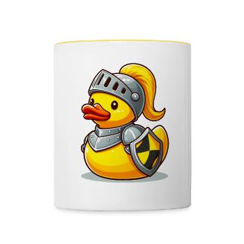 Knight Duck, Yellow Rubber Duck & Rubber Duck - Contrasting Mug - white/yellow - Front