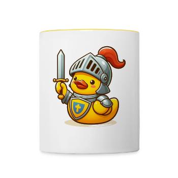 Knight Duck, Yellow Rubber Duck & Rubber Duck - Contrasting Mug - white/yellow - Front