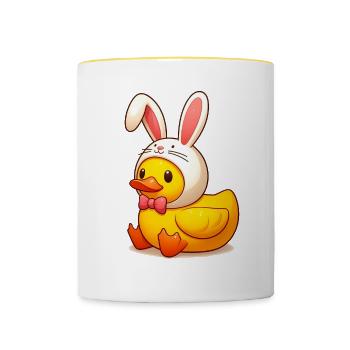 Rabbit Duck, Yellow Rubber Duck & Rubber Duck - Contrasting Mug - white/yellow - Front