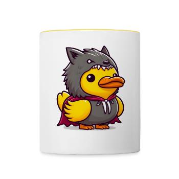 Werewolf Duck, Yellow Rubber Duck & Rubber Duck - Contrasting Mug - white/yellow - Front