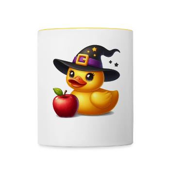 Witch Duck, Yellow Rubber Duck & Rubber Duck - Contrasting Mug - white/yellow - Front