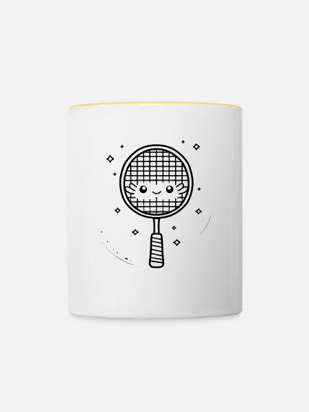 Badmintonschläger Comic - Tasse zweifarbig - Weiß/Gelb