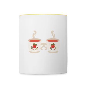Tea Lover Tea Drinker Quotes Powered By Tea - Tasse zweifarbig - Weiß/Gelb - Vorne