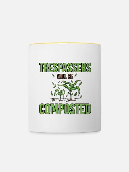Trespassers Will Be Composted 4 - Tasse zweifarbig - Weiß/Gelb