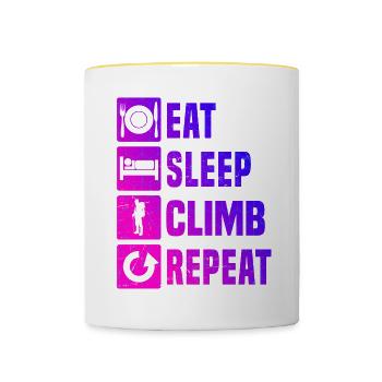 Herren Damen Bouldering Kletterer Klettern - Tasse zweifarbig - Weiß/Gelb - Vorne