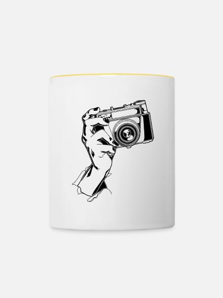 Fotograf Grafik - Tasse zweifarbig - Weiß/Gelb