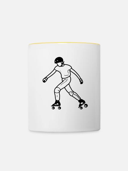 Roller Skating Line Art - Tasse zweifarbig - Weiß/Gelb