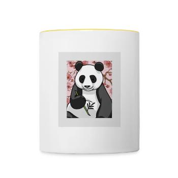 Asia Panda Panda Bear Bear China Cherry Blossom Child - Contrasting Mug - white/yellow - Front