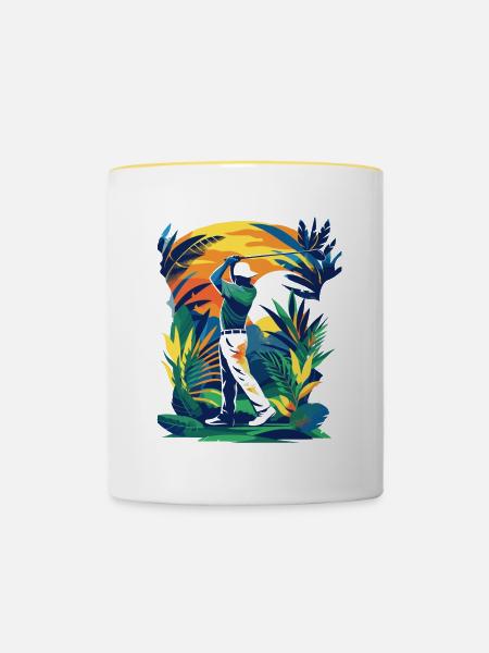 Golfer - Tasse zweifarbig - Weiß/Gelb