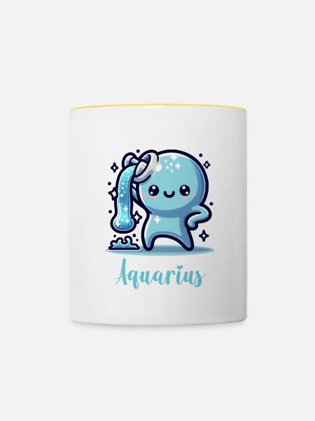 Süße Aquarius Sternzeichen Astrologie - Tasse zweifarbig - Weiß/Gelb