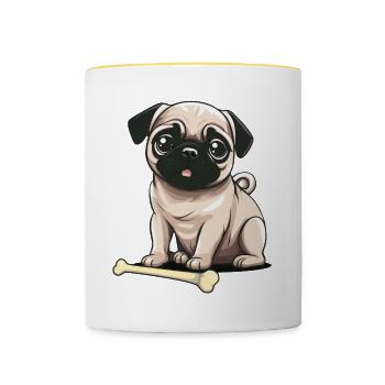 Os Chien Chiens Animaux de compagnie Animaux de compagnie Enfants - Mug contrasté - blanc/jaune - Devant