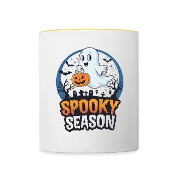 Cute Halloween Ghost Spooky Season Ghost - Contrasting Mug - white/yellow - Front