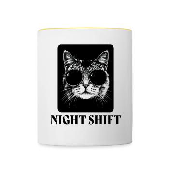 Coole Katze - Tasse zweifarbig - Weiß/Gelb - Vorne