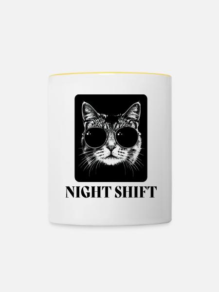 Coole Katze - Tasse zweifarbig - Weiß/Gelb