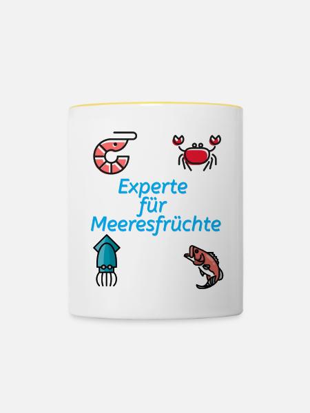 Experte für Meeresfrüchte - Tasse zweifarbig - Weiß/Gelb