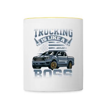 Le camionnage, c’est comme un redneck - Mug contrasté - blanc/jaune - Devant