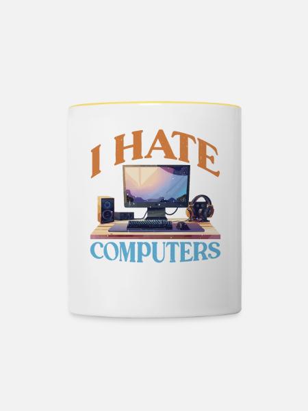 I Hate Computers 2 - Tasse zweifarbig - Weiß/Gelb