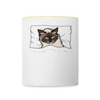 Official Himalayan Cat Pajamas Official Sleep Shirt - Contrasting Mug - white/yellow - Front