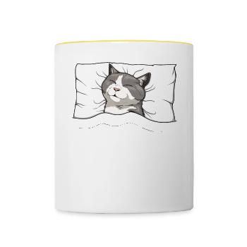 Official Munchkin Cat Pajamas Official Sleep Shirt - Contrasting Mug - white/yellow - Front
