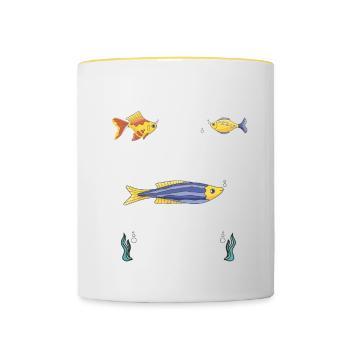Aquariophile d’aquarium d’aquarium - Mug contrasté - blanc/jaune - Devant