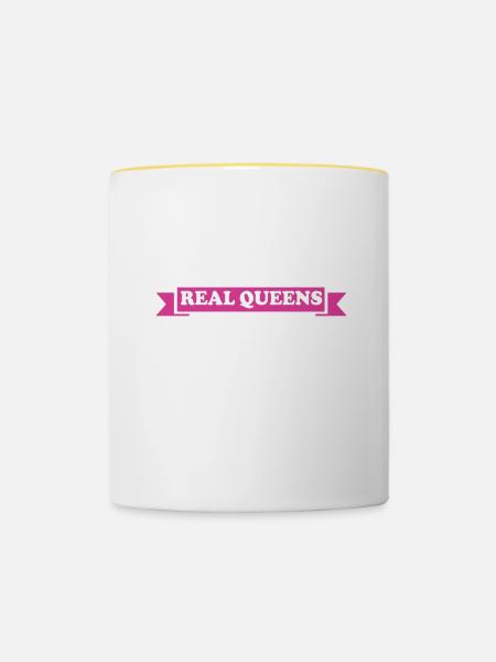 Les vraies reines sont nées en 1971 - Mug contrasté - blanc/jaune