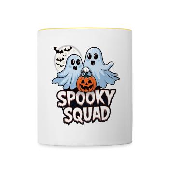 Halloween Spooky Squad Geist mit Mütze - Tasse zweifarbig - Weiß/Gelb - Vorne