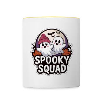 Halloween Spooky Squad Geist mit Mütze - Tasse zweifarbig - Weiß/Gelb - Vorne