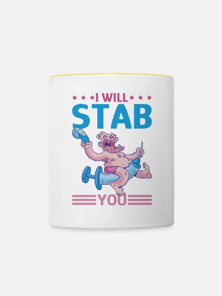 I Will Stab You 5 - Tasse zweifarbig - Weiß/Gelb
