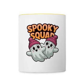 Halloween Spooky Squad Geist mit Mütze - Tasse zweifarbig - Weiß/Gelb - Vorne
