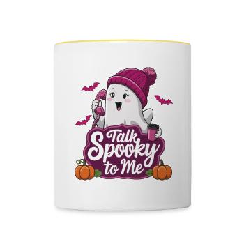 Halloween Ghost Funny Talk Spooky To Me - Tasse zweifarbig - Weiß/Gelb - Vorne
