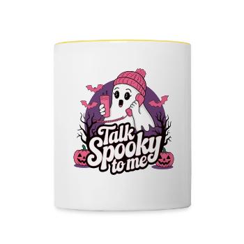 Halloween Ghost Funny Talk Spooky To Me - Tasse zweifarbig - Weiß/Gelb - Vorne