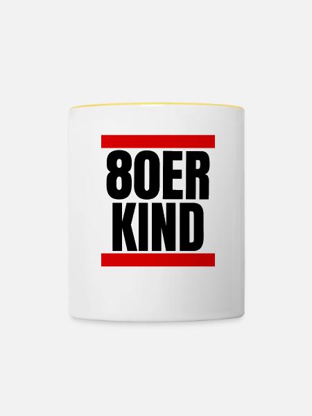80er Kind - Tasse zweifarbig - Weiß/Gelb