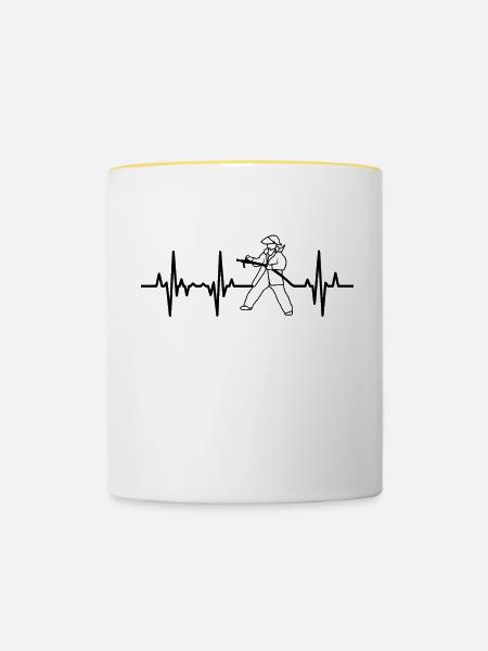 Feuerwehrmann Herzklopfen - Tasse zweifarbig - Weiß/Gelb