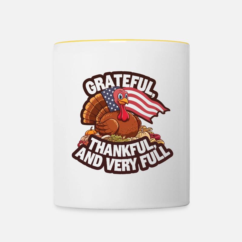 Dinde drôle de Thanksgiving - Mug contrasté - blanc/jaune