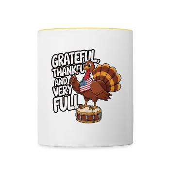 Lustiger Thanksgiving Truthahn - Tasse zweifarbig - Weiß/Gelb - Vorne