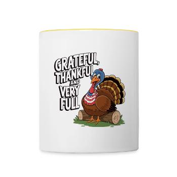 Lustiger Thanksgiving Truthahn - Tasse zweifarbig - Weiß/Gelb - Vorne