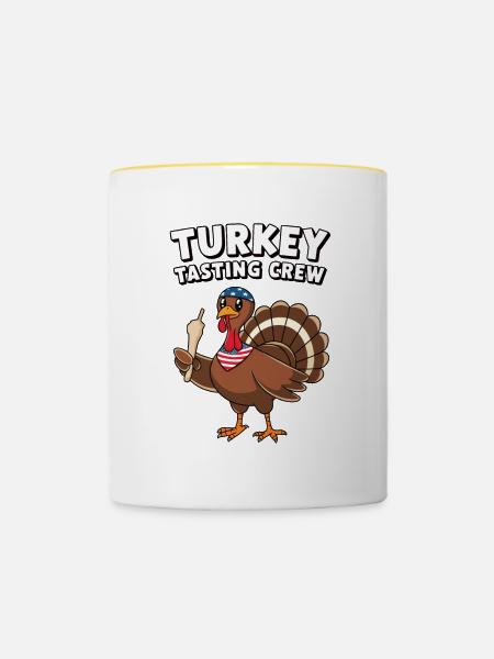 Lustiger Thanksgiving Truthahn - Tasse zweifarbig - Weiß/Gelb