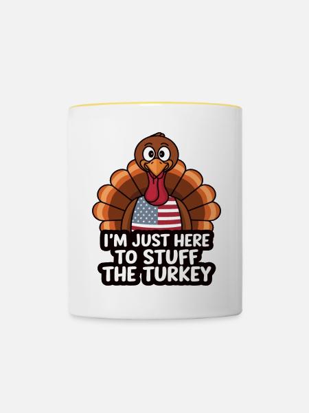 Lustiger Thanksgiving Truthahn - Tasse zweifarbig - Weiß/Gelb