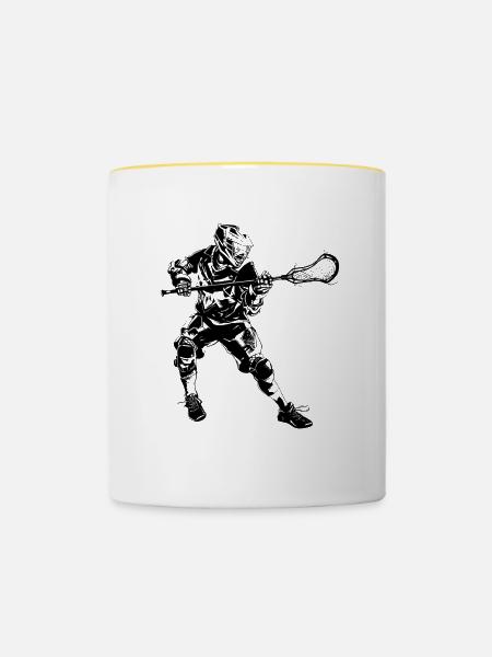 Lacrossespieler - Tasse zweifarbig - Weiß/Gelb