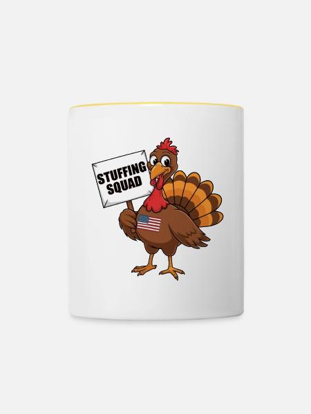 Lustiger Thanksgiving Truthahn - Tasse zweifarbig - Weiß/Gelb