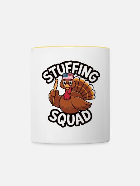 Lustiger Thanksgiving Truthahn - Tasse zweifarbig - Weiß/Gelb