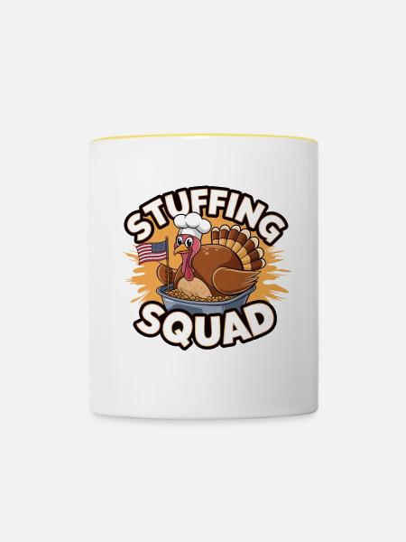 Lustiger Thanksgiving Truthahn - Tasse zweifarbig - Weiß/Gelb
