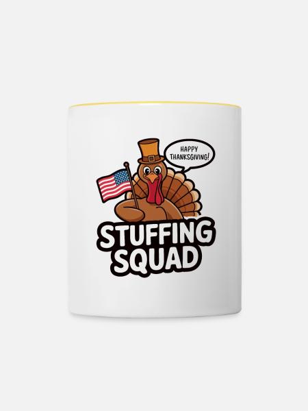 Lustiger Thanksgiving Truthahn - Tasse zweifarbig - Weiß/Gelb