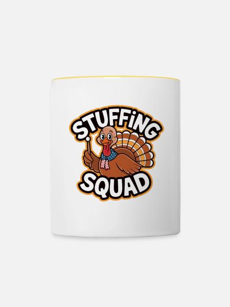 Lustiger Thanksgiving Truthahn - Tasse zweifarbig - Weiß/Gelb