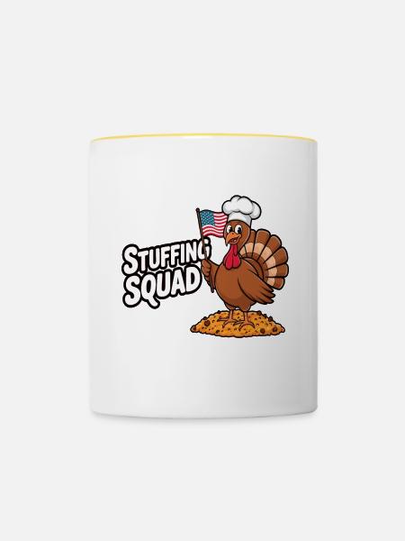 Lustiger Thanksgiving Truthahn - Tasse zweifarbig - Weiß/Gelb