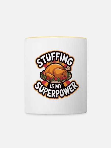 Lustiger Thanksgiving Truthahn - Tasse zweifarbig - Weiß/Gelb