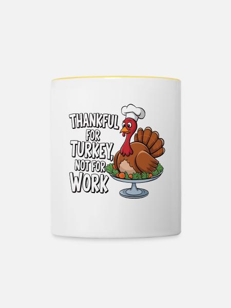 Lustiger Thanksgiving Truthahn - Tasse zweifarbig - Weiß/Gelb