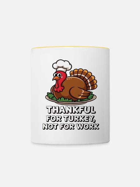 Lustiger Thanksgiving Truthahn - Tasse zweifarbig - Weiß/Gelb